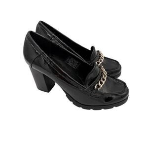 Jones New York Black Patent Loafer Heels Size 6.5